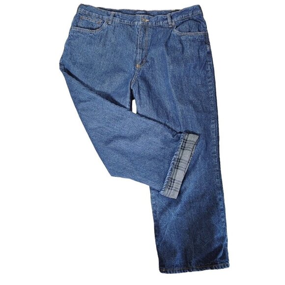 Croft & Barrow Sz 42x29 Jeans Flannel Lined Dark Wash Straight Leg Worn 1x EUC - Picture 1 of 7